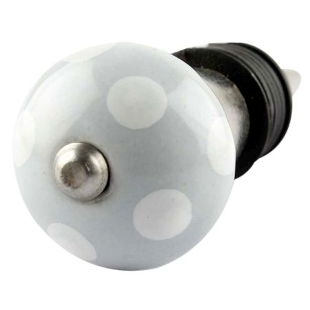 Light Grey Dotted Small Ceramic Wine Stopper 